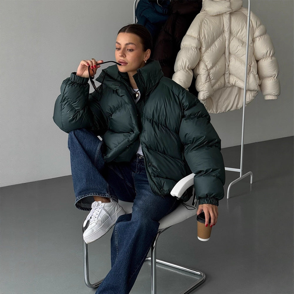 Damen Kurz-Pufferjacke mit Thermofüllung, Oversize-Kapuze & verdecktem Zweiwege-Reißverschluss Shop Nory