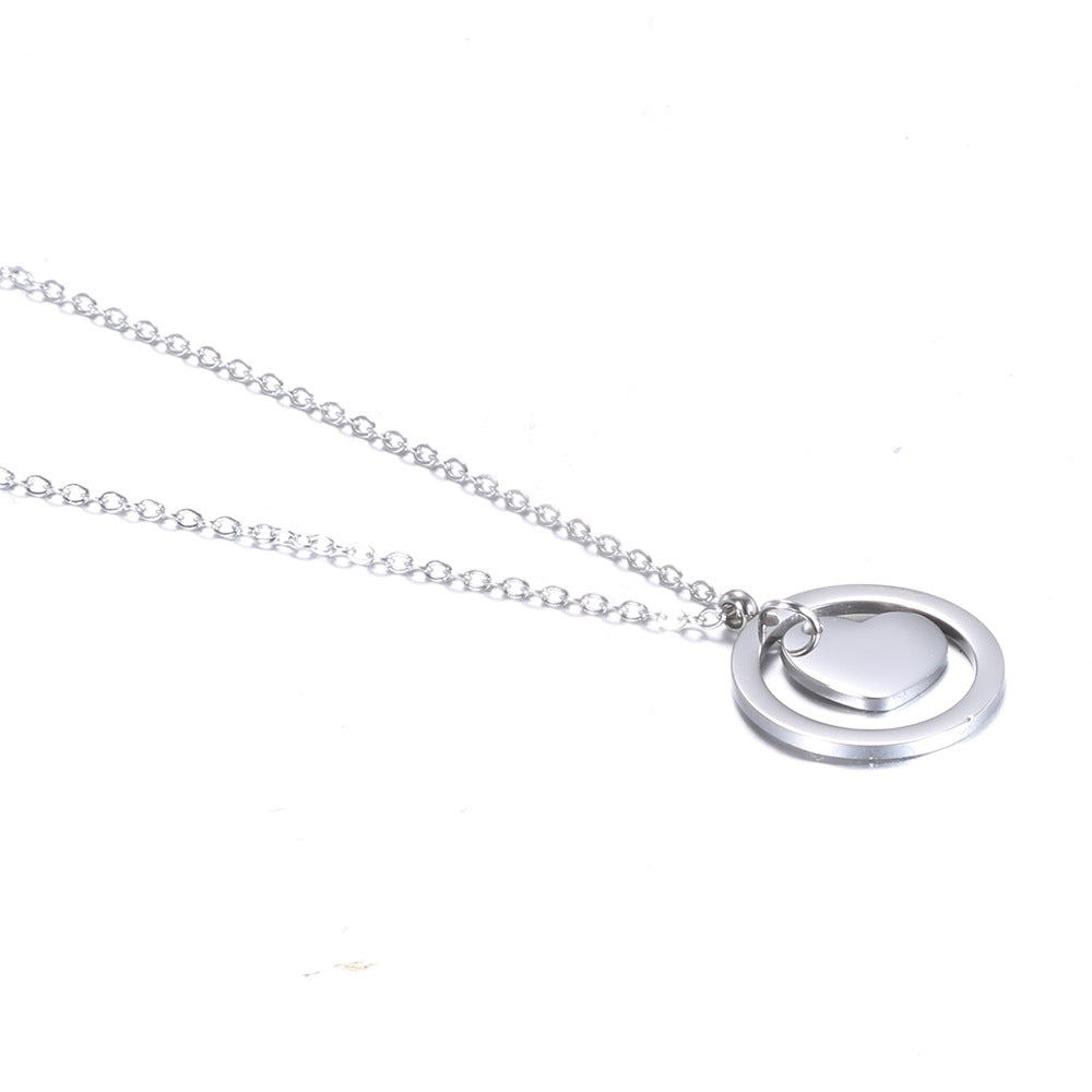 Damen Halskette mit doppeltem, herzförmigem Anhänger und eleganter Kettenstruktur Shop Nory