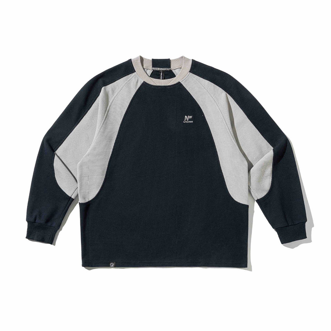 Herren Waffelstruktur-Sweatshirt mit Raglanärmeln und kontrastierenden Einsätzen Shop Nory