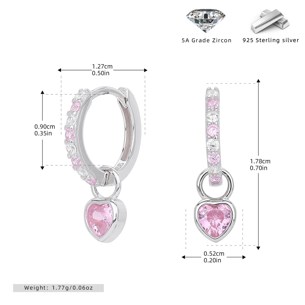 Damen Ohrhänger mit herzförmigem Anhänger aus 925 Sterling Silber und funkelnden Zirkonia Shop Nory