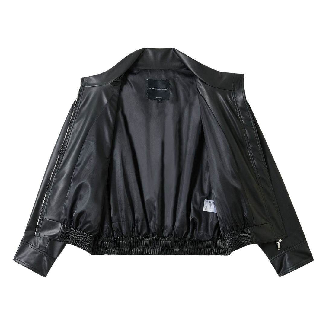 Herren Lederimitat-Bomberjacke im Boxy-Cut mit elastischem Saum und zweifach Reißverschluss Shop Nory