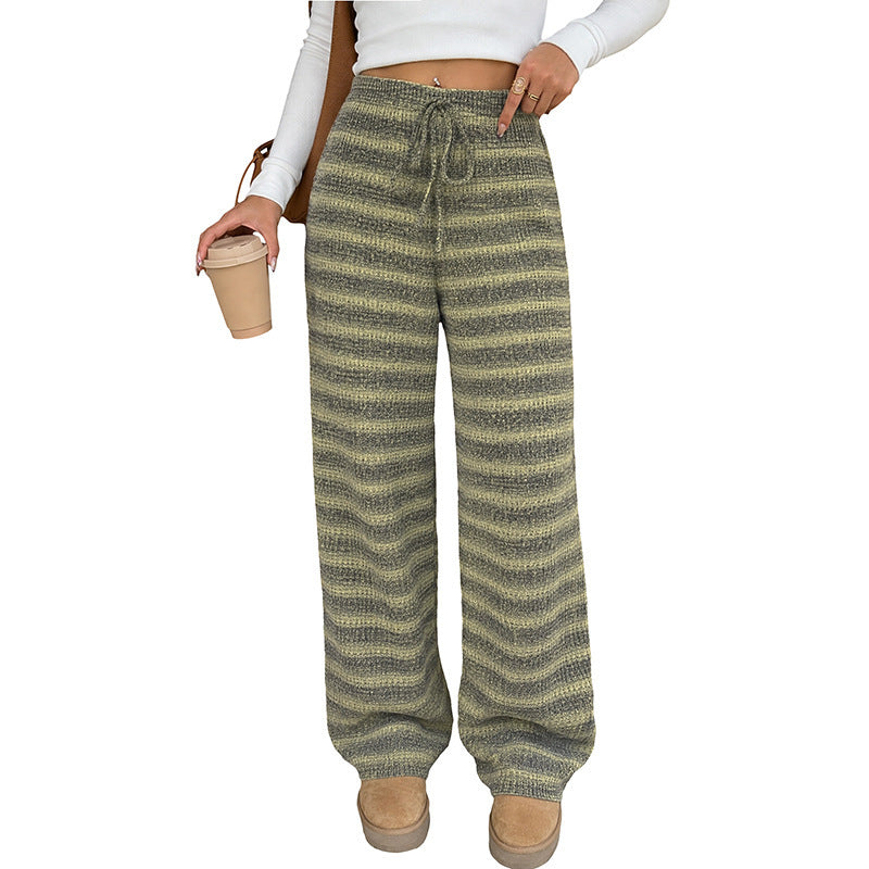 Damen Weiche Strick-Hose mit weitem Bein, hohem Bund & Kordelzug Shop Nory