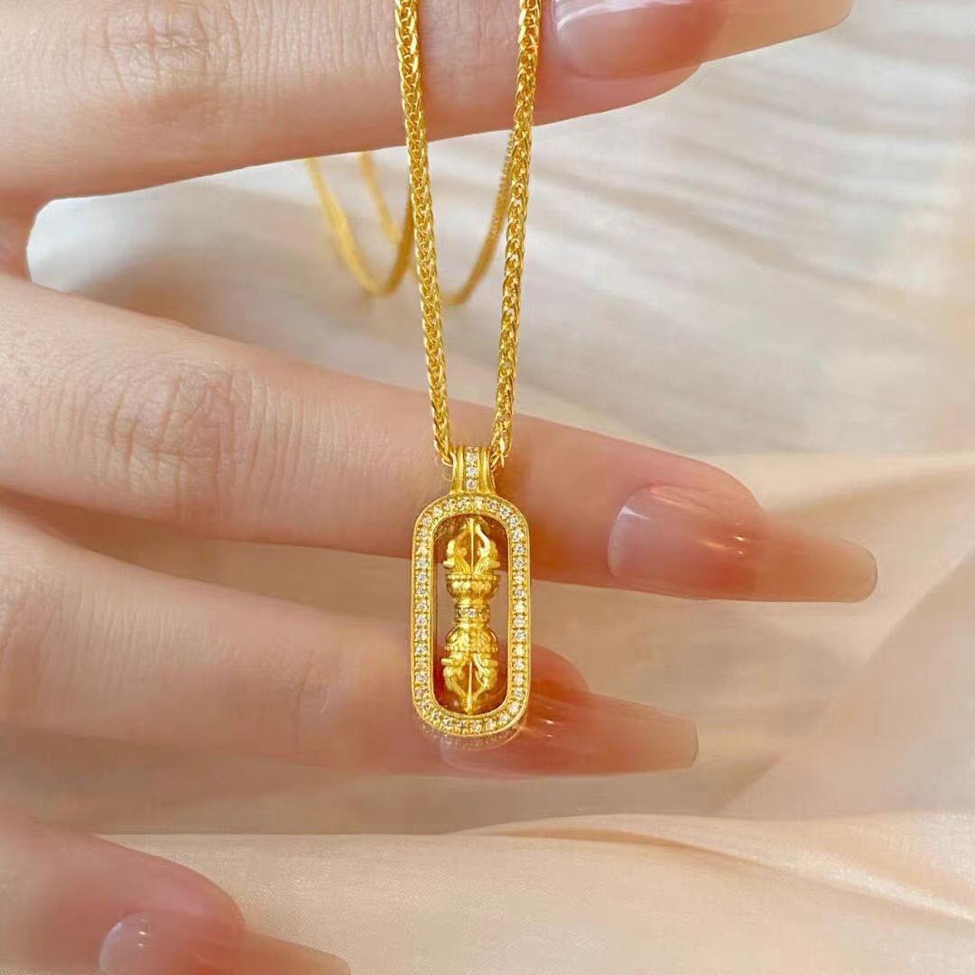 Damen Vintage-inspirierte vergoldete Anhänger-Halskette Shop Nory