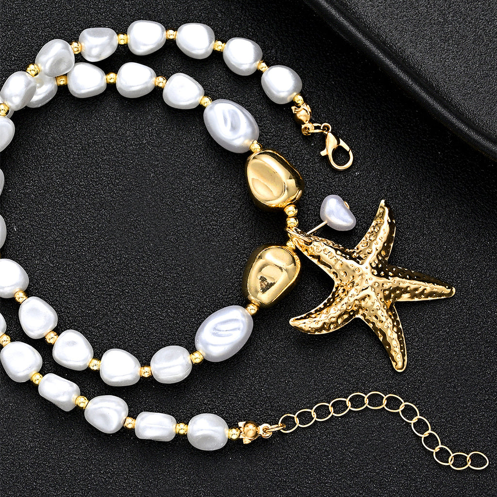Damen Halskette mit eleganten Perlen und maritimen Anhängern Shop Nory