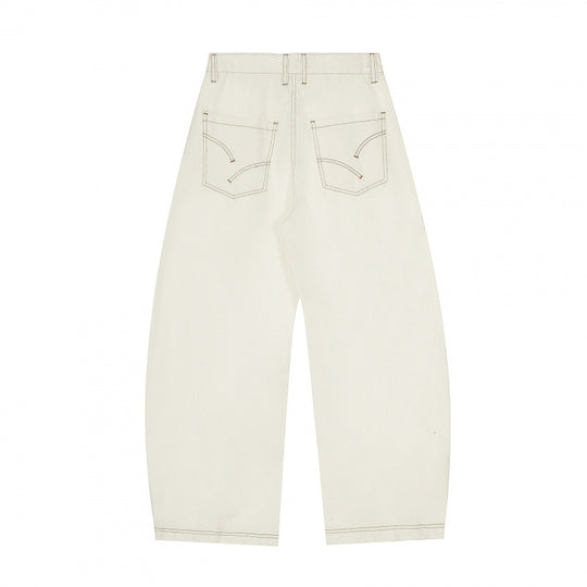 Damen Weite Cropped Ballon-Jeans mit hohem Bund und sichtbaren Kontrastnähten Shop Nory