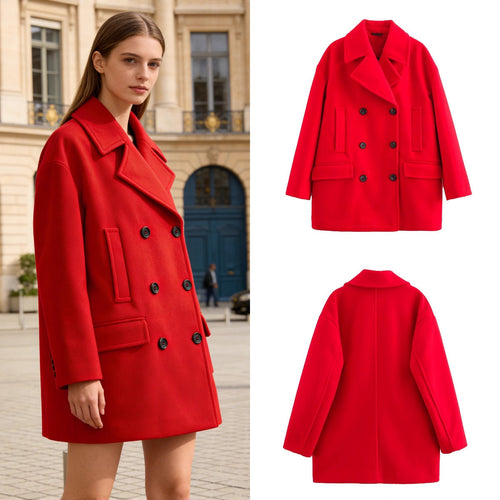 Damen Kurzmantel im Peacoat-Stil mit Doppelreiher und aufgesetzten Pattentaschen Shop Nory