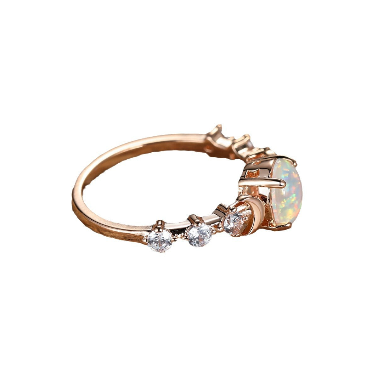 Damen Ring mit schimmerndem Opal und funkelnden Zirkonia-Steinen Shop Nory