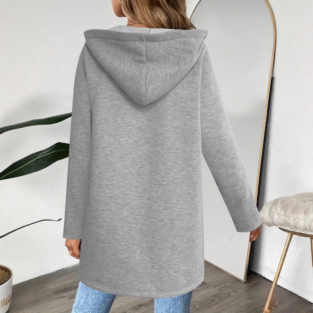 Damen Longline Übergangsjacke mit durchgehendem Reißverschluss und Zipper‑Taschen Shop Nory