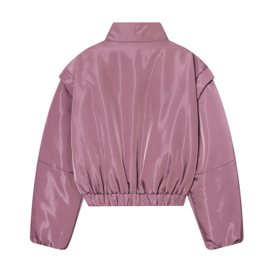 Damen Gekürzte wattierte Satinjacke mit hohem Stehkragen und Taillen-Smock Shop Nory