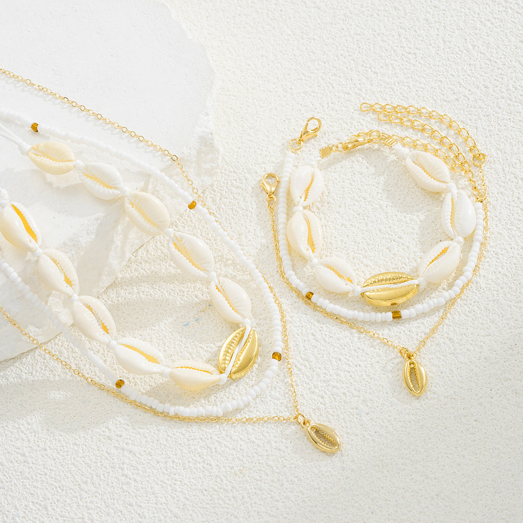 Damen Schmuckset mit maritimen Muschelanhängern und eleganten Ketten Shop Nory