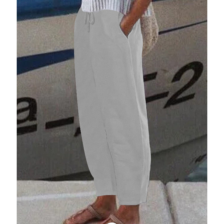 Damen Ankle Harem Hose mit Kordelzug, Seitentaschen und elastischem Knöchelbund Shop Nory
