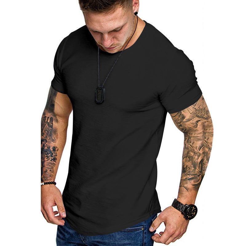 Herren figurbetontes Kurzarm-T-Shirt aus hochwertiger Baumwolle mit Rundhalsausschnitt und bequemen Schnitt