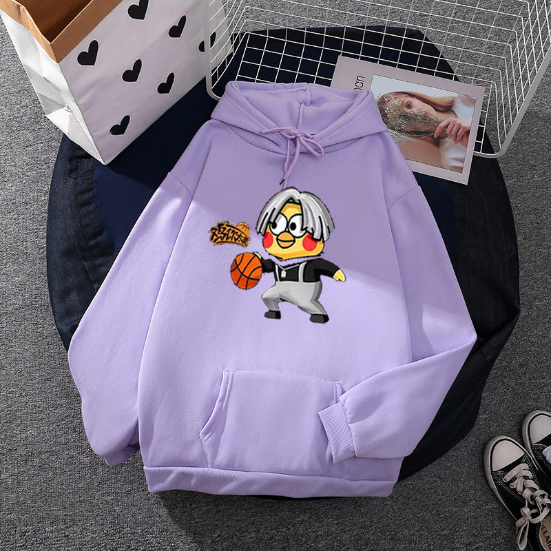 Unisex nan Kapuzenpullover mit Comic-Küken Basketballprint, Kängurutasche und weichem Fleece Shop Nory