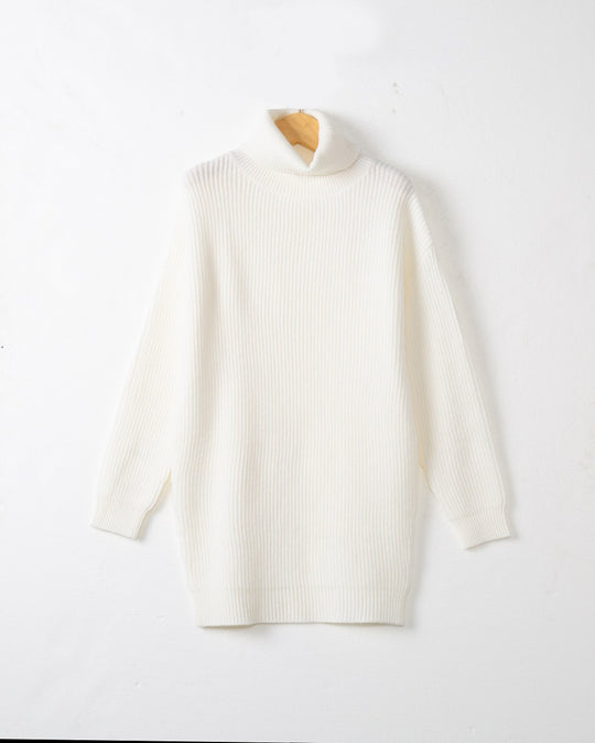 Damen Langer Rippstrick-Rollkragenpullover im Oversize-Schnitt Shop Nory