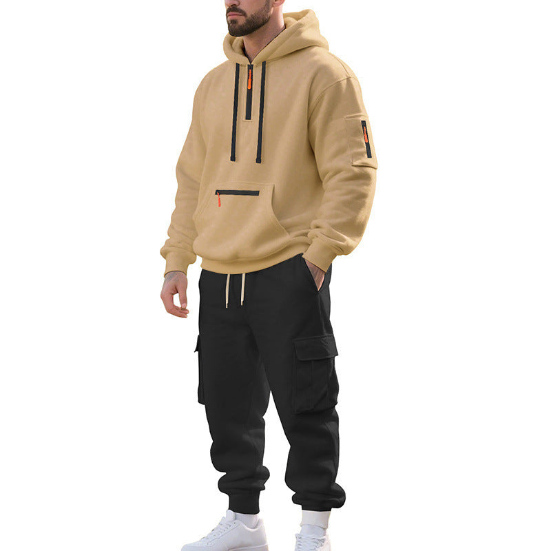 Herren Zweiteiliger Performance-Jogginganzug mit Kapuzen-Hoodie, wasserabweisenden Reißverschlüssen und Cargo-Jogger Shop Nory