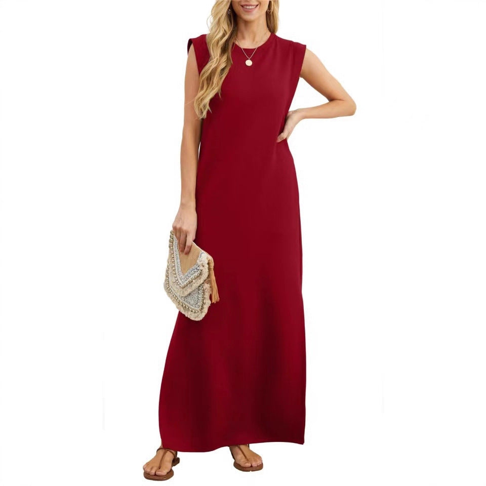 Damen Maxikleid mit modernen Schulterdetails und fließendem Schnitt