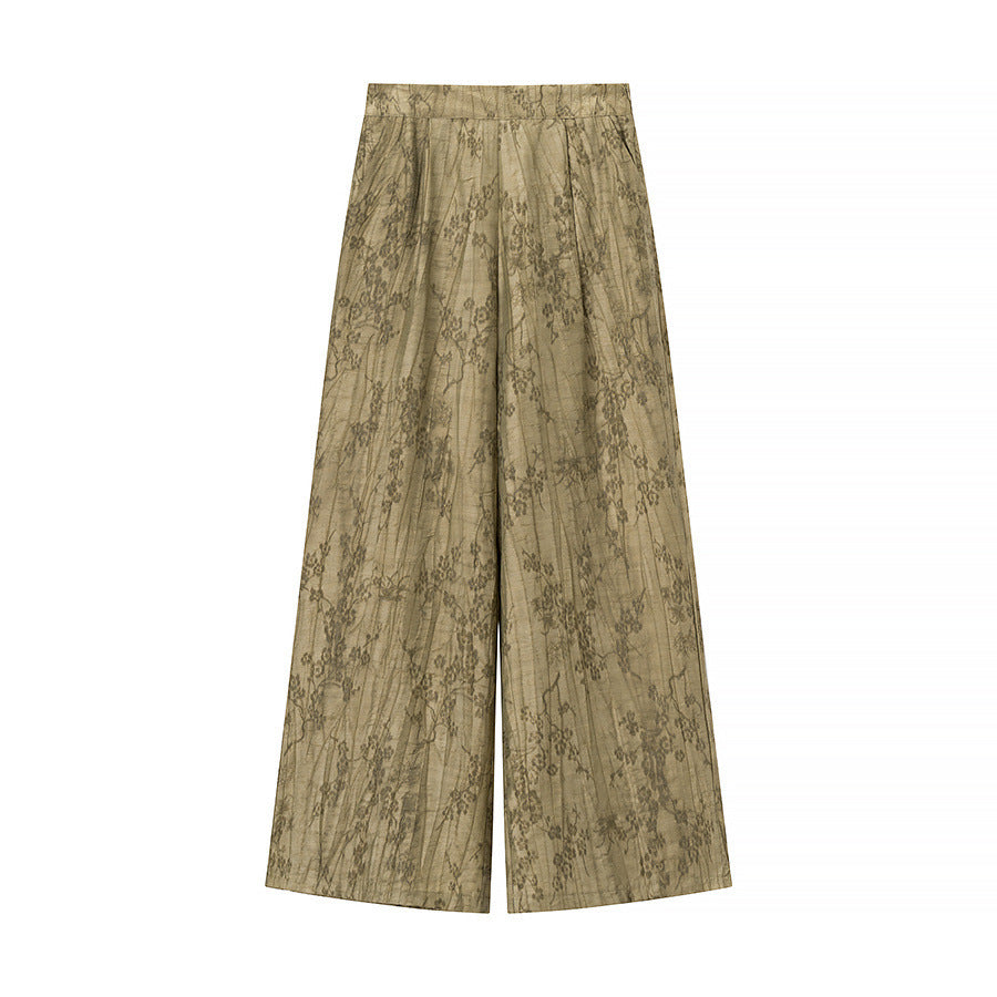 Damen Zweiteiliges Jacquard-Loungewear-Set mit Hemdbluse und weiter Palazzohose Shop Nory