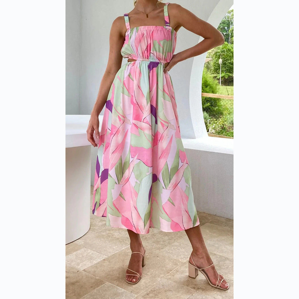 Damen Maxikleid mit elastischem Taillenzug und trägerfreiem Oberteil