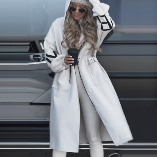 Damen nan Kapuzenmantel mit oversized Schnitt, gestrickten Ärmelbündchen und aufgesetzten Taschen Shop Nory