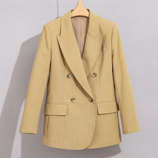 Damen Doppelreihiger strukturierter Blazer mit markantem Revers und Pattentaschen Shop Nory