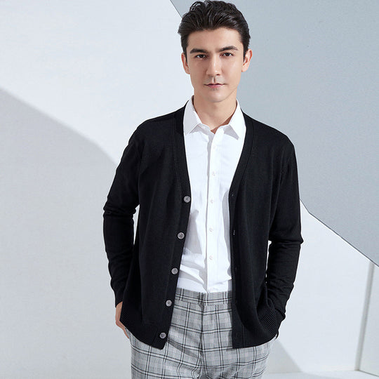 Herren Leichter Feinstrick-Cardigan mit V‑Ausschnitt und Business‑Silhouette Shop Nory