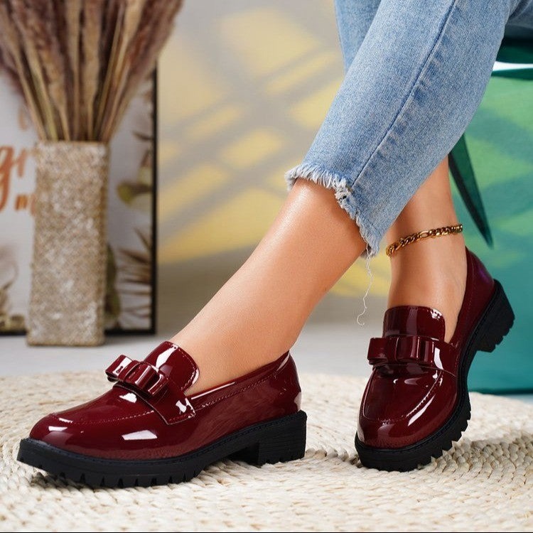 Damen Modische Loafers mit dekorativem Schleifchen