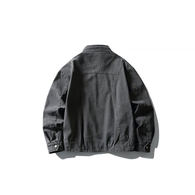 Herren Leichte Worker-Jacke aus Stonewashed-Baumwollmix mit Stehkragen Shop Nory
