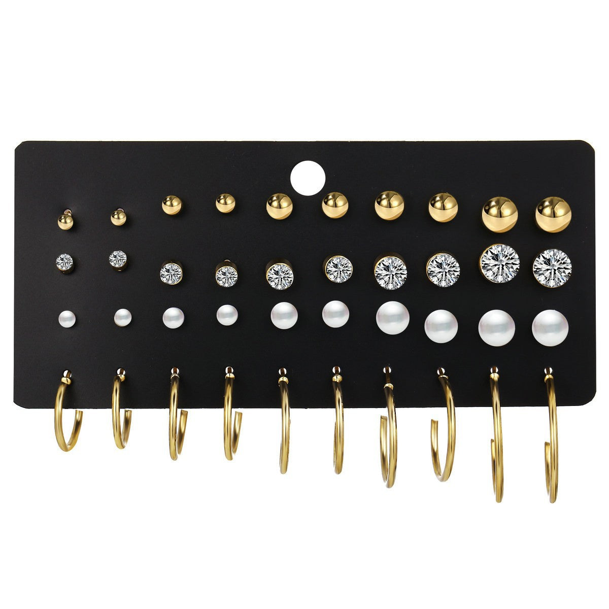 Damen Ohrringe Set mit elegantem Perlendesign und funkelnden Goldakzenten Shop Nory