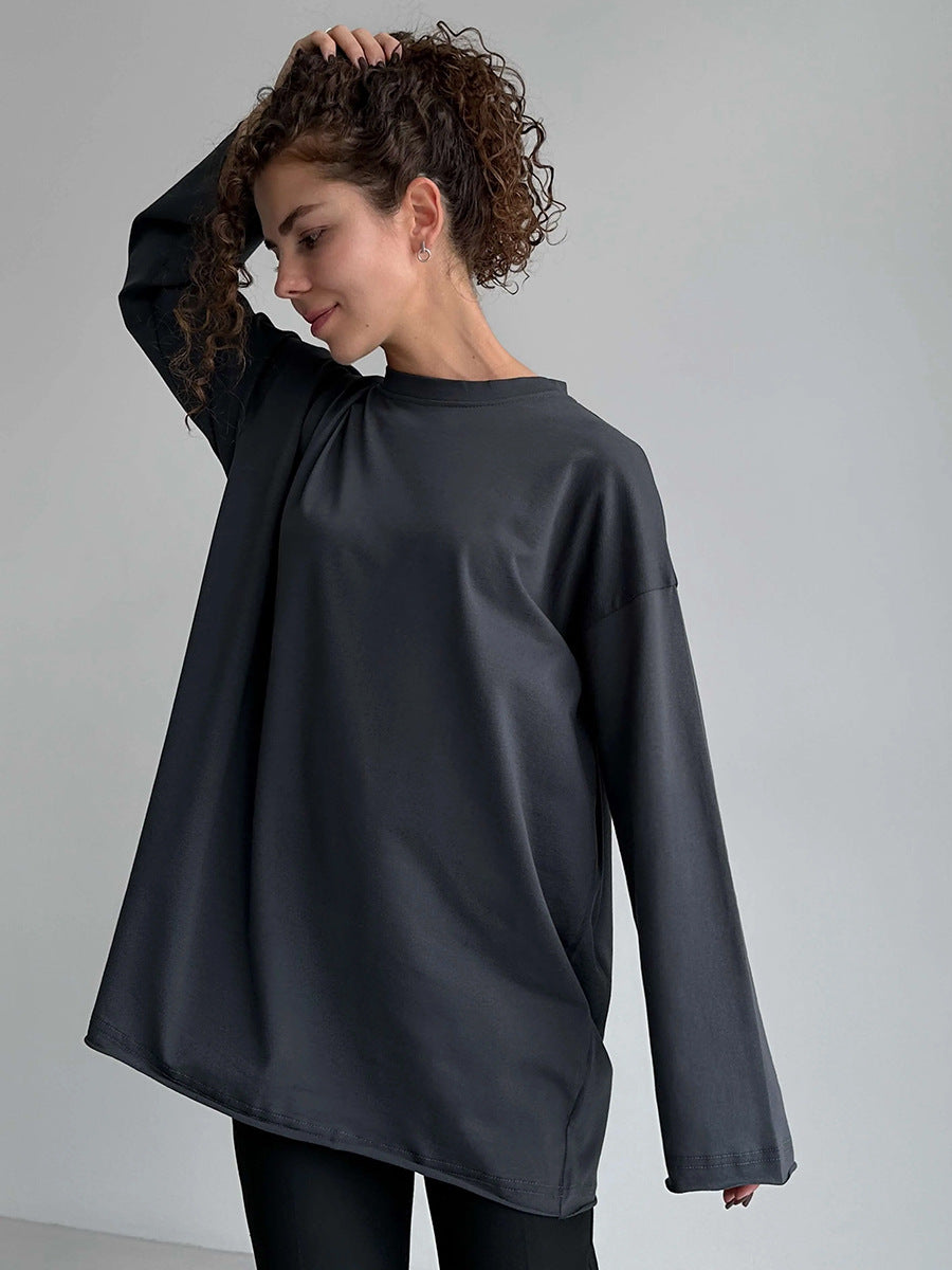 Damen Oversize Langarmshirt mit hohem Kragen