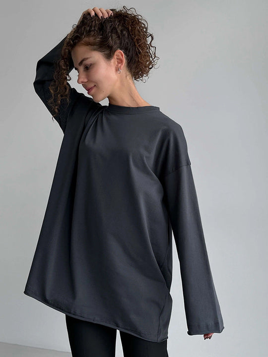 Damen Oversize Langarmshirt mit hohem Kragen
