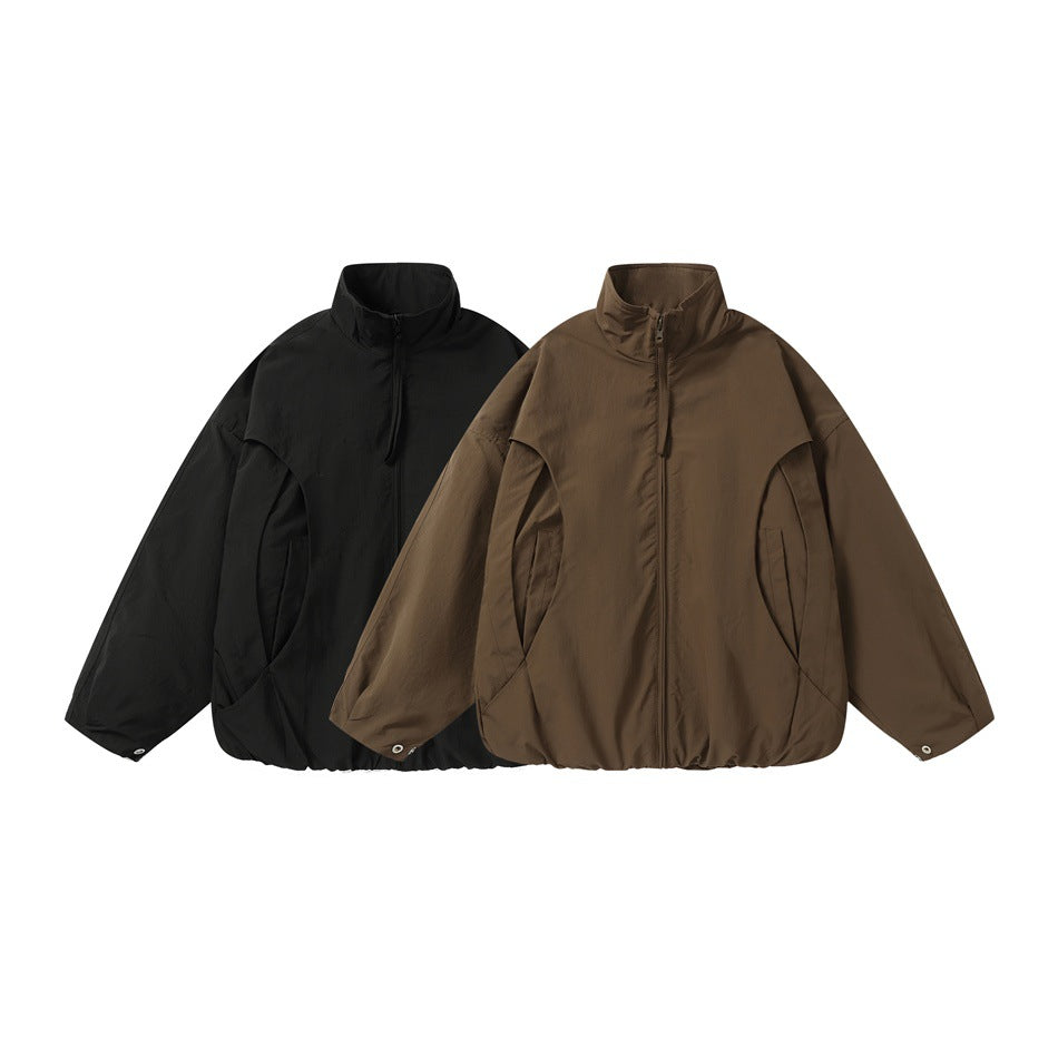 Unisex Kurz geschnittener Oversize-Boxy-Blouson mit hohem Stehkragen, geschwungener Taschenführung und elastischem Saum Shop Nory
