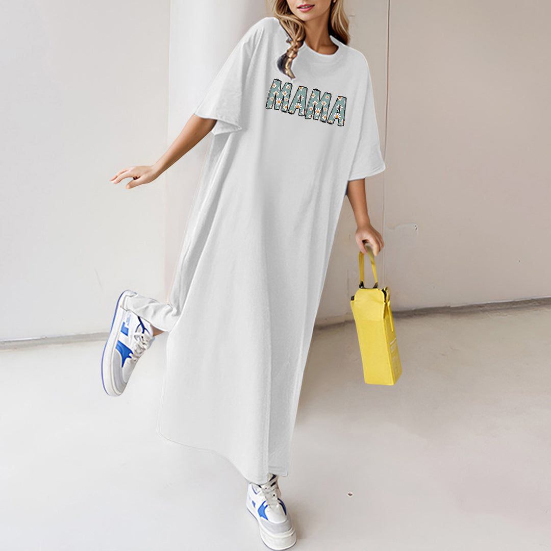 Damen nan florales Statement-Maxikleid im Oversize-T-Shirt-Stil mit Rundhalsausschnitt Shop Nory