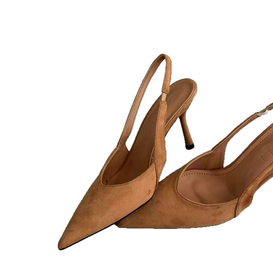 Damen Slingback-Pumps aus Wildleder mit eleganter Spitzform