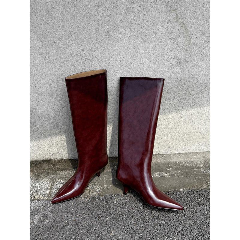 Damen spitz zulaufende Stiefelette mit sculpted Kitten-Absatz und mid-calf Schaft Shop Nory