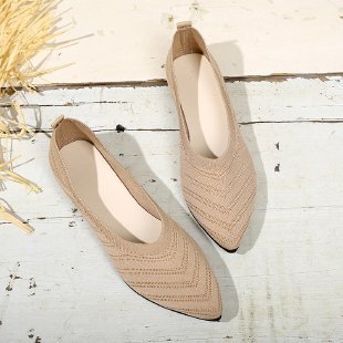 Damen elegante Ballerinas aus atmungsaktivem Strickmaterial