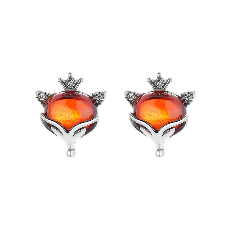 Damen Ohrstecker mit Fuchsdesign und funkelndem Zirkon Shop Nory