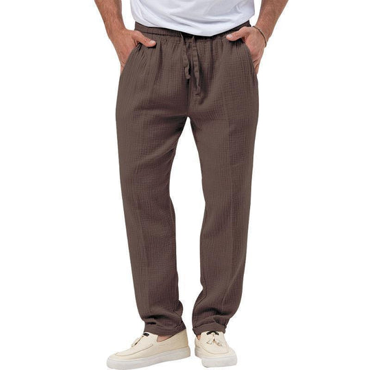 Herren nan entspannte Baumwoll-Musselin-Hose mit elastischem Tunnelzugbund und geradem Bein Shop Nory