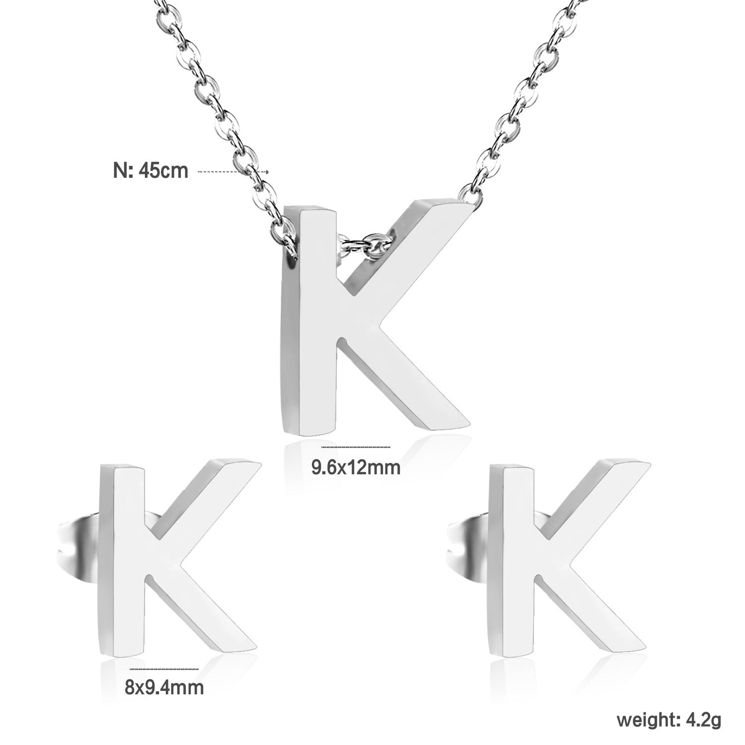 Damen Schmuckset mit K-Anhänger und passenden Ohrsteckern Shop Nory
