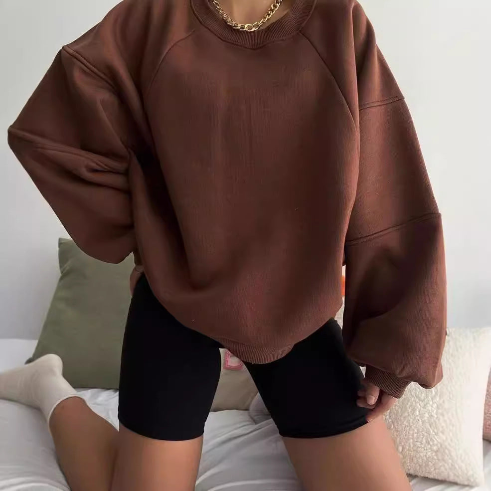 Damen Komfort-Loungewear Kombination Oversize-Sweatshirt mit High-Waist Biker-Shorts Shop Nory