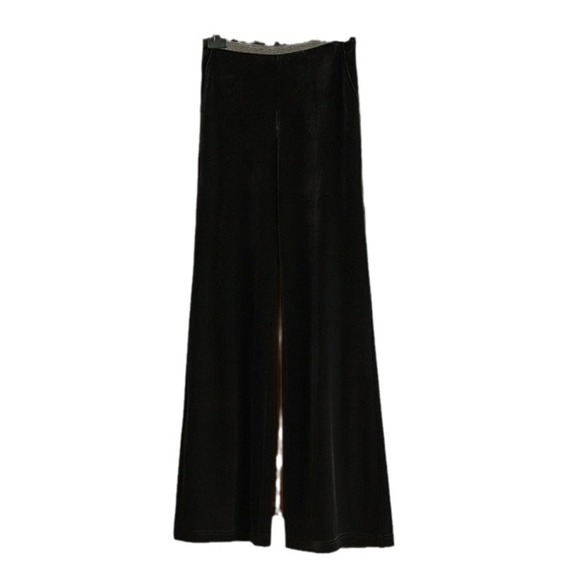 Damen Elegante und fließende Velours-Hose Shop Nory