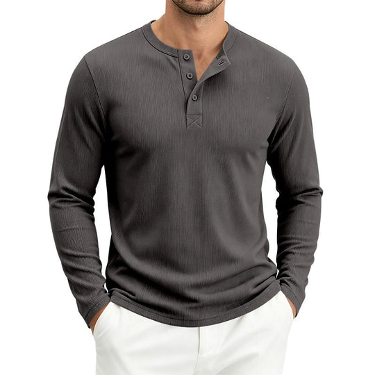 Herren Langärmeliges Waffelstrick-Henleyshirt mit Knopfleiste, thermoregulierend und schmaler Schnitt Shop Nory