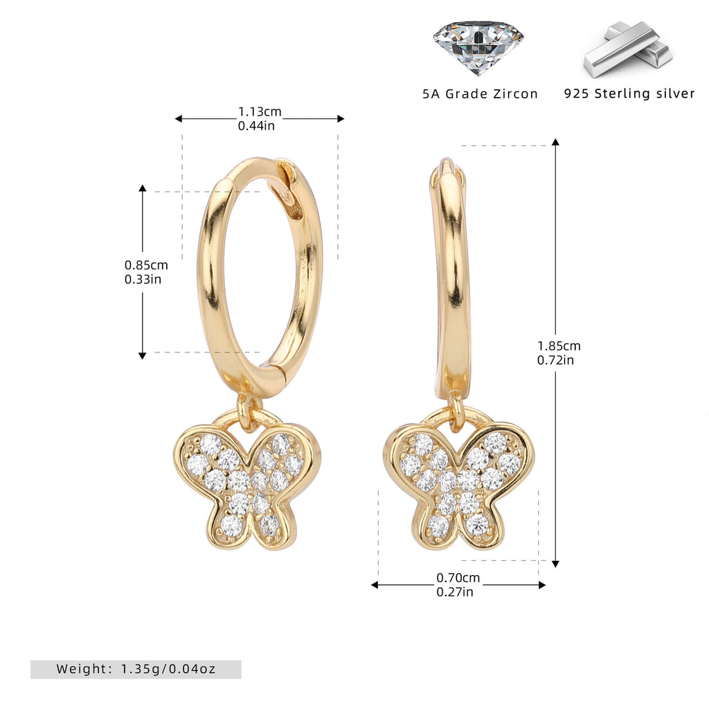 Damen Ohrhänger mit funkelndem Schmetterlingsdesign aus hochwertigem 925 Sterling Silber Shop Nory