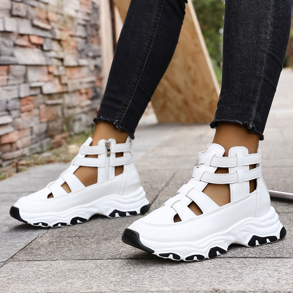 Damen Sportliche Schnür-Sneaker im modernen Cut-Out-Design