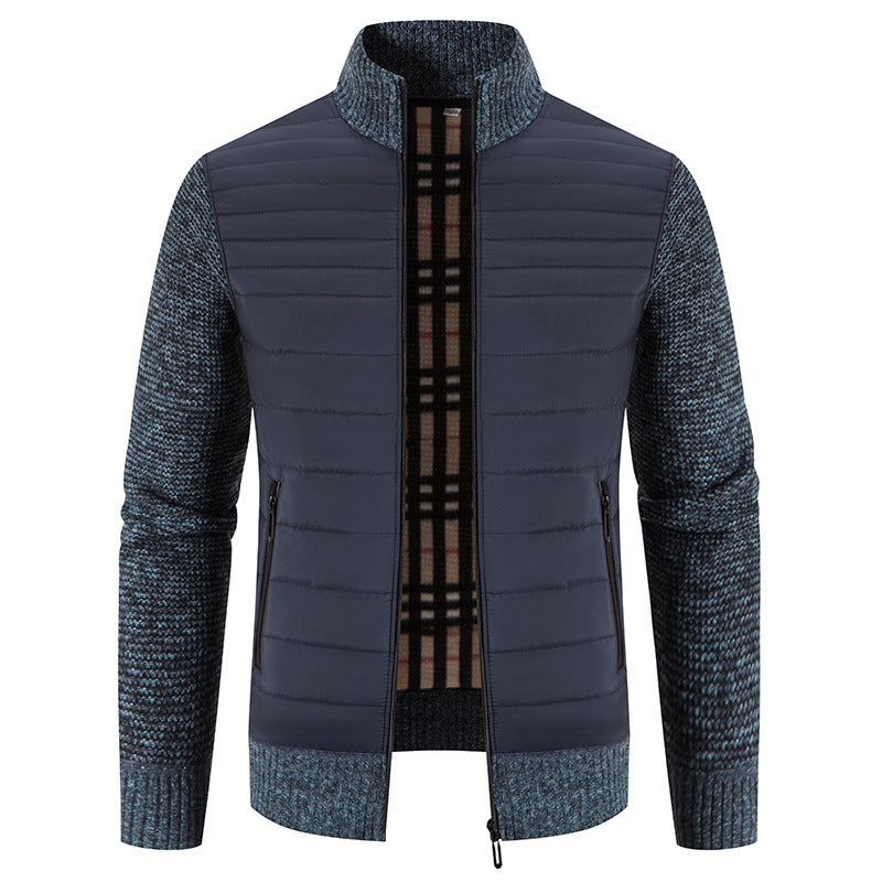 Herren Steppjacke mit modernem Strickärmeln und hohem Kragen
