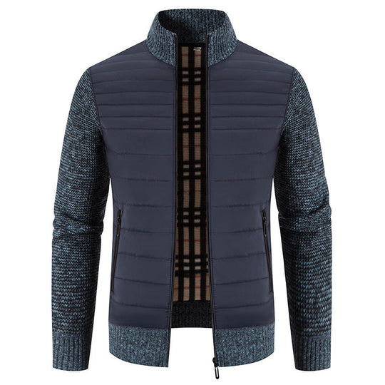 Herren Steppjacke mit modernem Strickärmeln und hohem Kragen