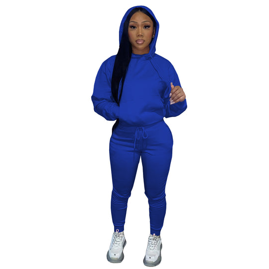 Damen nan Kapuzen-Lounge-Set mit Kängurutasche taillierter Jogginghose und Bündchen Shop Nory