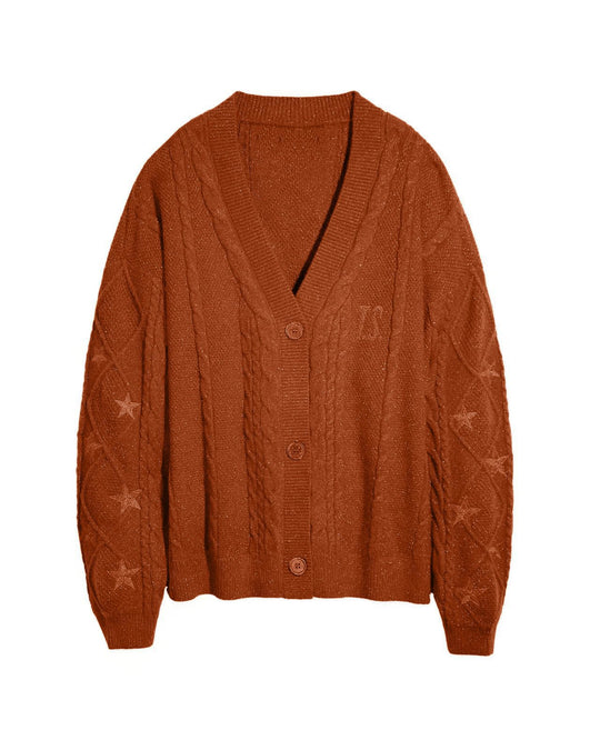 Damen Strickcardigan mit Zopfstrick, Stern‑Stickerei und Glanzfäden Shop Nory