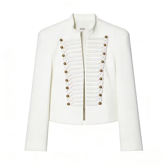 Damen Kurzblazer mit militärischer Froschverzierung und Stehkragen Shop Nory