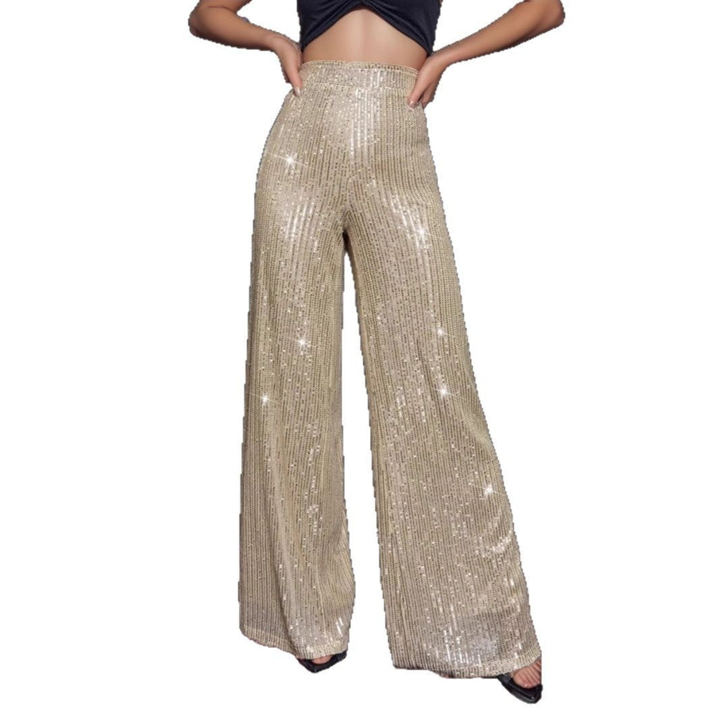 Damen Glänzende Palazzohose mit funkelndem Pailletten-Design
