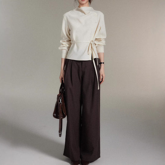 Damen Modische Bluse mit Wickel-Ausschnitt Shop Nory